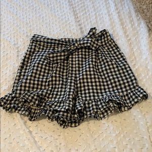 Topshop gingham ruffle shorts